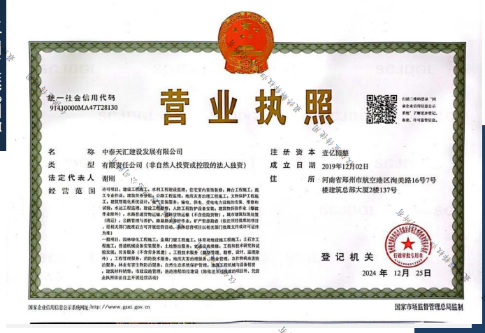 中泰天汇营业执照